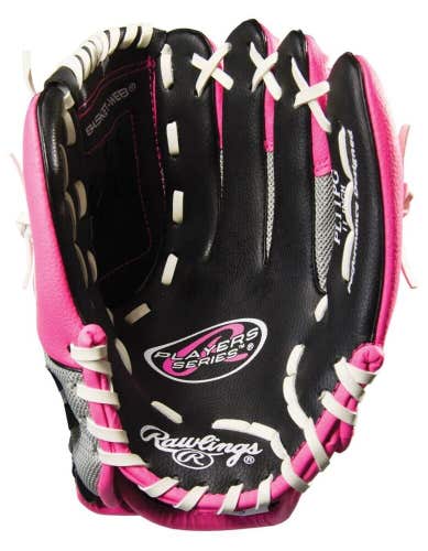 Rawlings Kids' Players Series 11" Youth Baseball Glove - Pink/Black/Grey, RHT