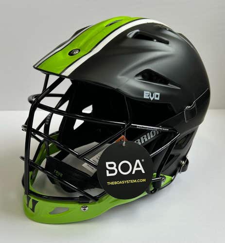 New Warrior Evo field lacrosse helmet size L / XL black green cage mask lax BOA