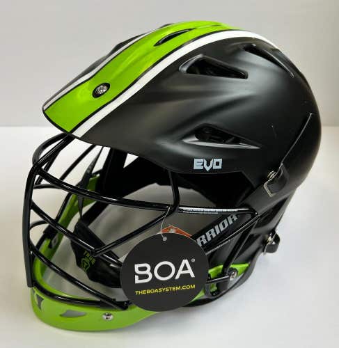 New Warrior Evo field lacrosse helmet size S / M black green cage mask lax BOA