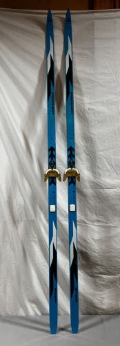 Vintage Fischer Step Base 205cm Cross Country Skis Skilom 3-Pin Bindings CLEAN