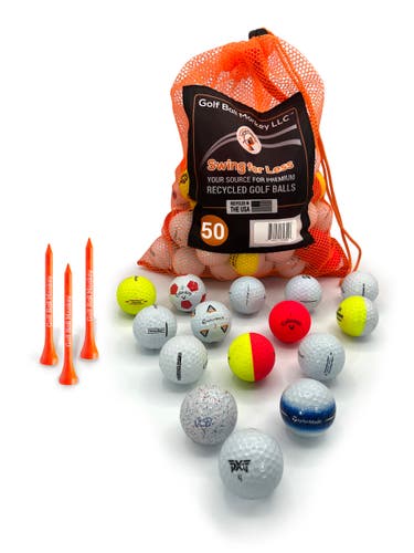 50 Golf Balls -  Golf Ball Monkey Pro Series Variety Mix - AAAAA/AAAA w/ Tees and Mesh Bag