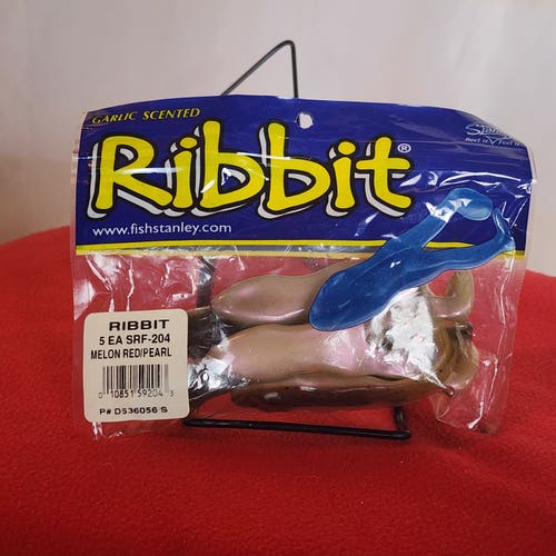 New Stanley Products Garlic Scented Ribbit Melon Red/Pearl 5ct Fishbait