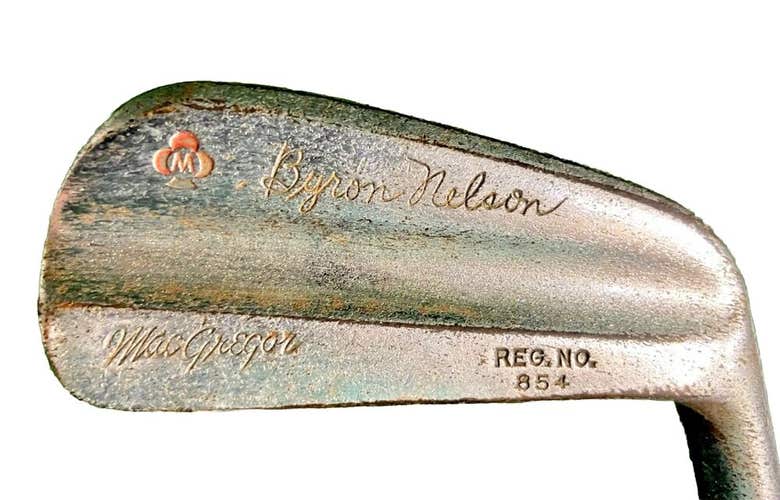 Byron Nelson MacGregor Golf 2 Iron Texas Reg N0 854 RH Coated Steel Leather Grip