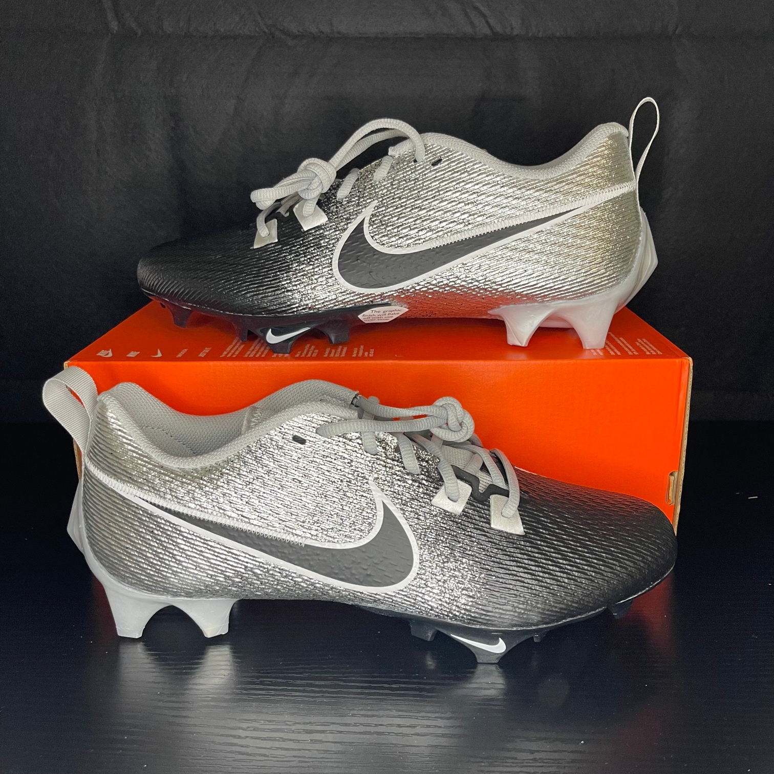 Nike Vapor Edge Speed 360 2 Men's Football Cleats Metallic Silver Black Size 11.5