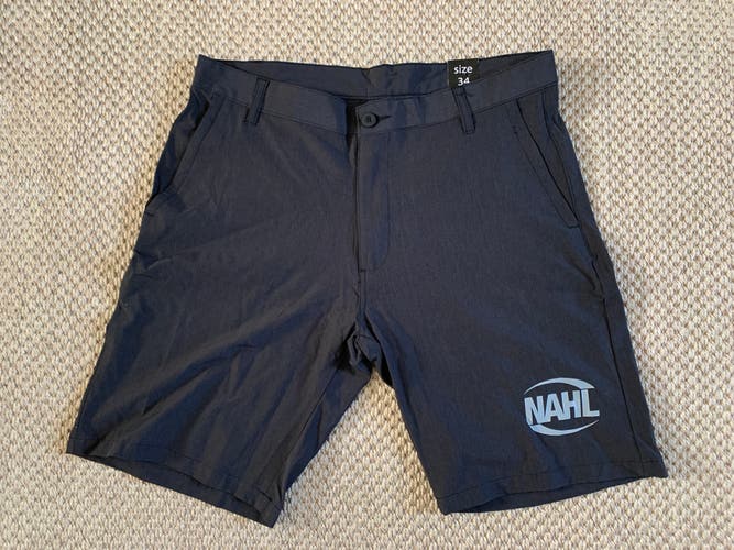 Size 34 NAHL Burnside heather black performance hockey shorts - NEW