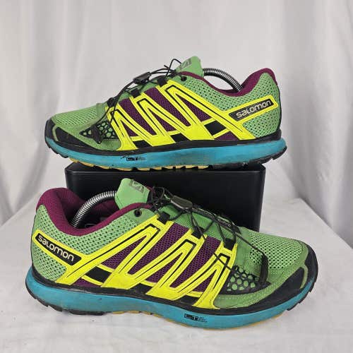 Salomon Womens X-Scream City Trail Green Yellow Running Shoes Sz 10.5 /361919