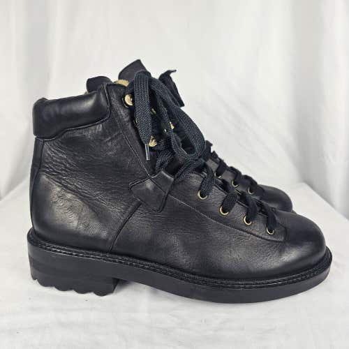 Giraudon New York Black Leather Lace Combat Boots Size 42.5, Mens 10, Womens 12
