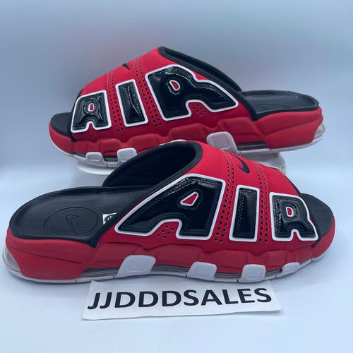 Nike Air More Uptempo Slides University Red Black Bred FJ6035-600 Men's Size 15 NEW