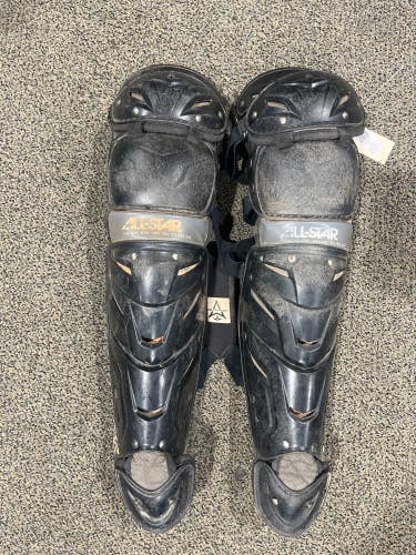 Black Used Intermediate All Star System 7 Axis Catcher's Leg Guard