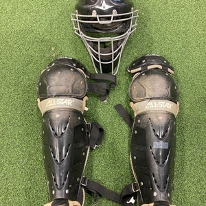Used Youth All Star Catcher's Shin Guards & Helmet (No Chests)