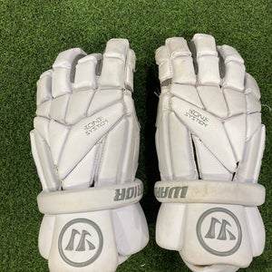 White Used Warrior Evo Lacrosse Gloves 12"