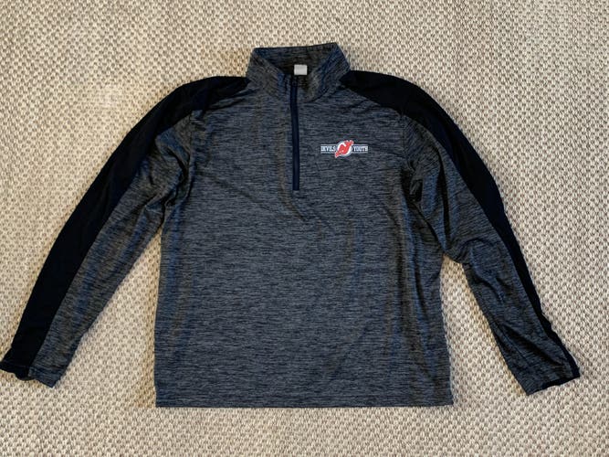NJ Devils Youth Gray Used Sport-Tek Performance 1/4 Zip Long Sleeve Shirt - Large