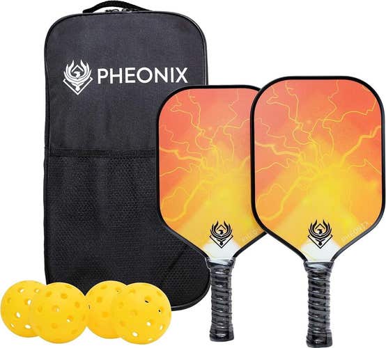 NEW Complete PHEONIX Pickleball Paddle Set - 2 Paddles, 4 Balls & a Zip Up Case!