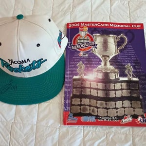 Retro WHL Tacoma Rockets Hat & 2004 Memorial Cup Program Hockey