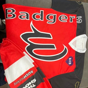 NCAA Wisconsin Badgers NHL Boston Bruins Hockey Jersey and Socks