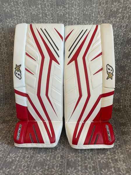 Like New Brian's GNETIK X5 Goalie Leg Pads Size 27" + 1" Red/White