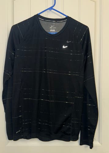 Nike Dri-Fit women’s black with white accents, long sleeve shirt