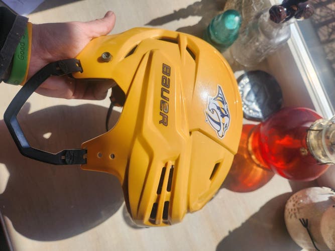 Used Large Bauer  Re-Akt Helmet Nashville Predators Yellow