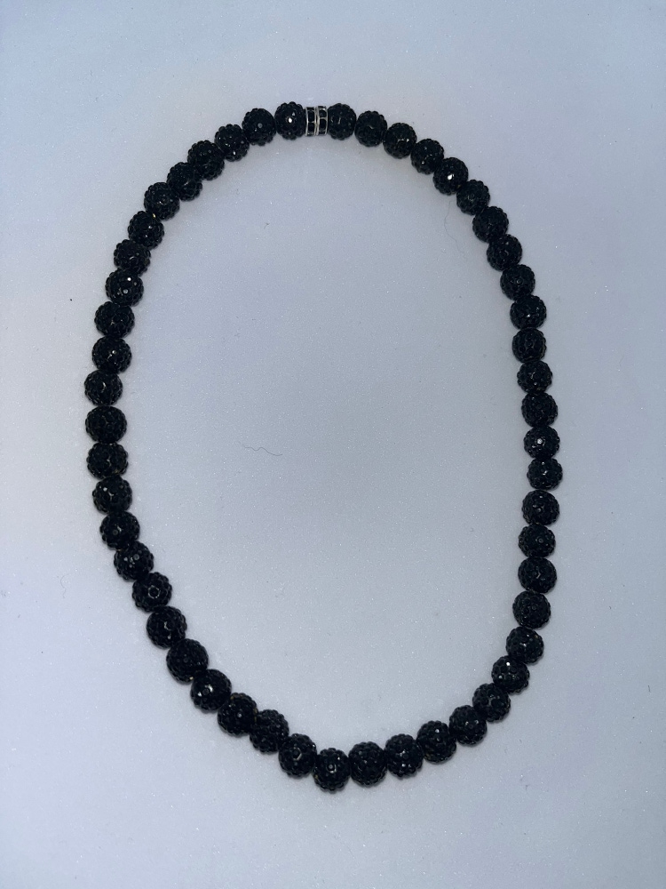 MLB type rhinestone necklace- black