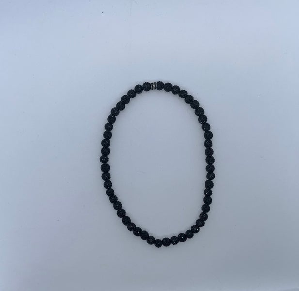 MLB type rhinestone necklace- black