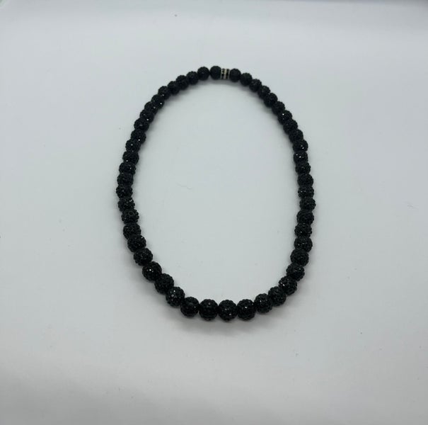 MLB type rhinestone necklace- black