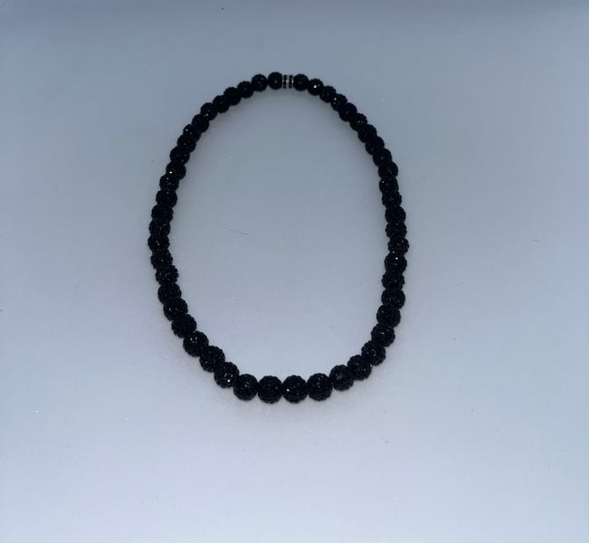 MLB type rhinestone necklace- black