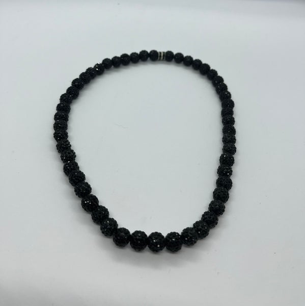 MLB type rhinestone necklace- black