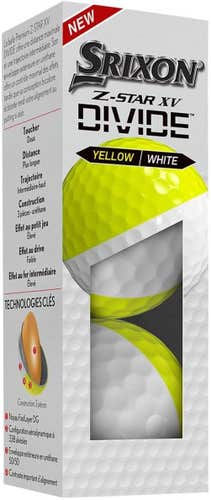 Srixon Z-Star XV Divide Golf Balls (White/Yellow, Spinskin, 3pk) 1 Sleeve 2023