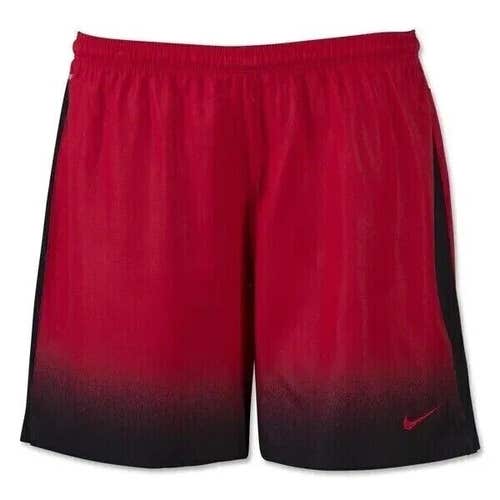 Nike Youth Unisex Laser Woven 800267 Size M Red Black Soccer Shorts NWT