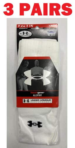 3 pack Under Armour Allsport Performance Heat Gear Socks XL athletic sports UA