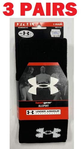3 pairs Under Armour Allsport Performance Heat Gear Socks black medium sports UA