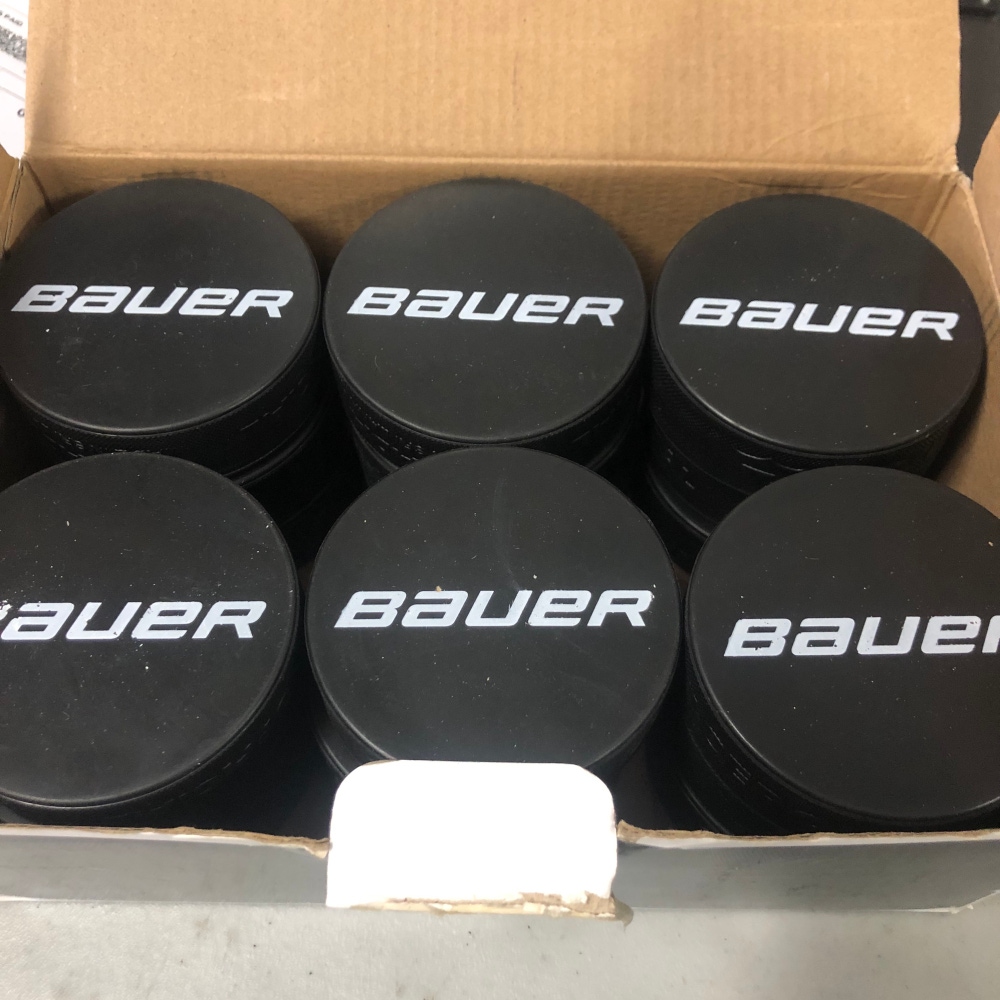 1 box of 18 NEW Bauer official pucks