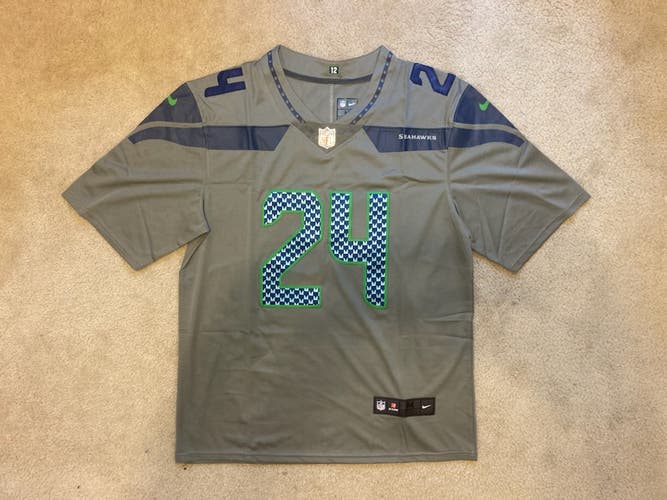 NEW - Mens Stitched Nike NFL Jersey - Marshawn Lynch - Seahawks - S-3XL grey