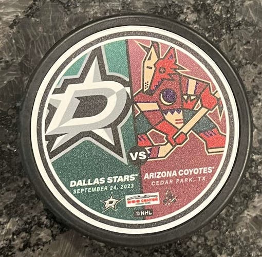 NHL Official Match Up Hockey Puck Dallas Stars vs Arizona Coyotes
