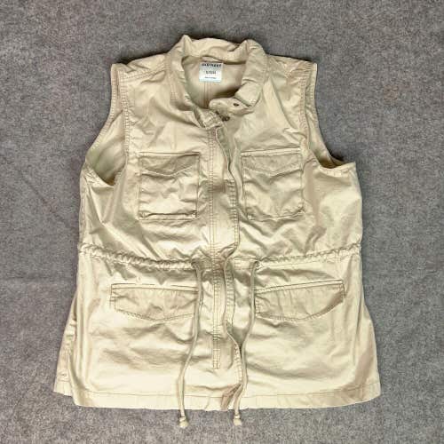 Old Navy Mens Vest Extra Large Khaki Jacket Zip Utility Pockets Casual Outdoor