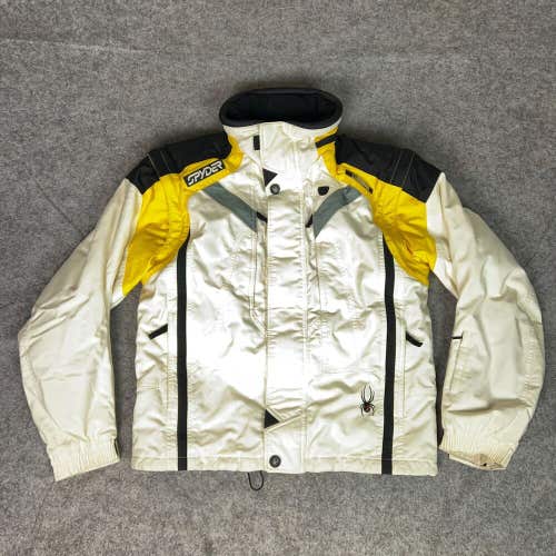 Spyder Mens Jacket Small White Yellow Outdoor Ski Winter Zip Snowboard Gorpcore