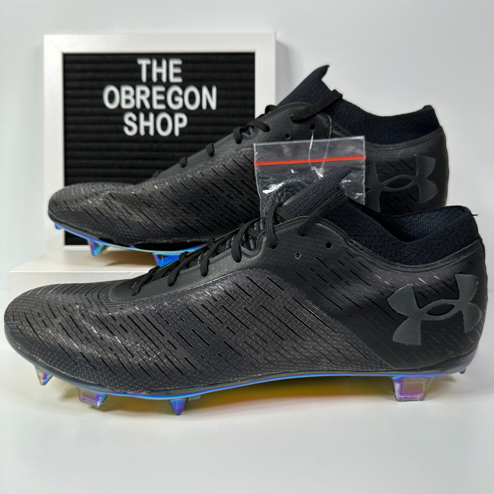 UNDER ARMOUR UA SHADOW PRO FG TRIPLE BLACK MENS SOCCER CLEATS SIZE 10.5 INTELLIKNIT NEW