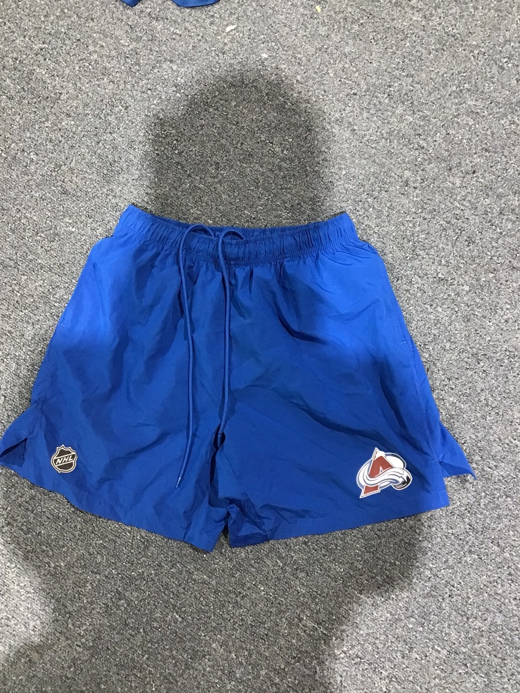 Used Blue Fanatics Colorado Avalanche 2022 Training Camp Shorts With cut liner M,XL