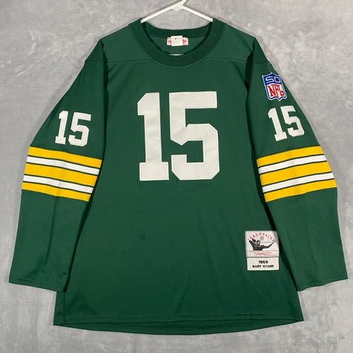 BART STARR 15 Throwbacks Jersey Size 50 NFL 1969 Green Bay Packers 50 Patch M&N