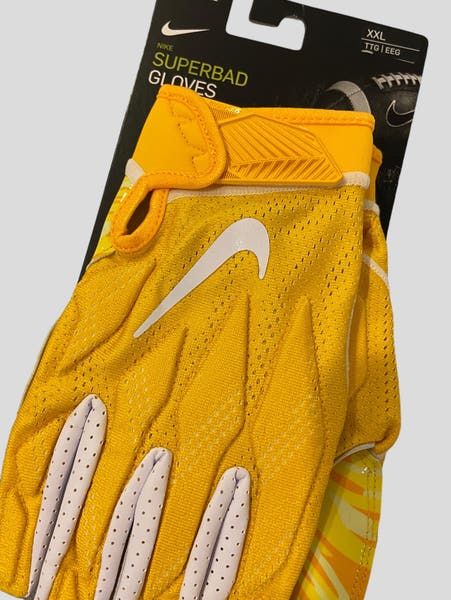 NFL Nike Yellow / Gold Superbad XXL Football Gloves - NEW