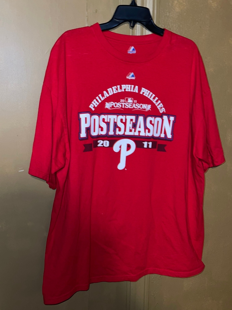 Majestic MLB Philadelphia Phillies 2011 Postseason T Shirt Mens Size XXL Vintage