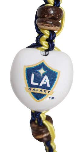 Los Angeles LA Galaxy Mls Single White Kukui Nut + Braid Bracelet Soccer Futbol