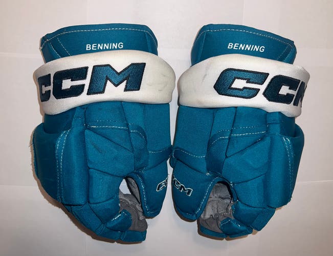 San Jose Sharks Teal CCM HG12 Gloves 14”