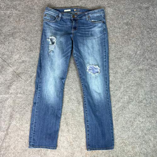 Kut from the Kloth Womens Jeans 12 Blue Boyfriend Pant Denim Mid Rise Catherine