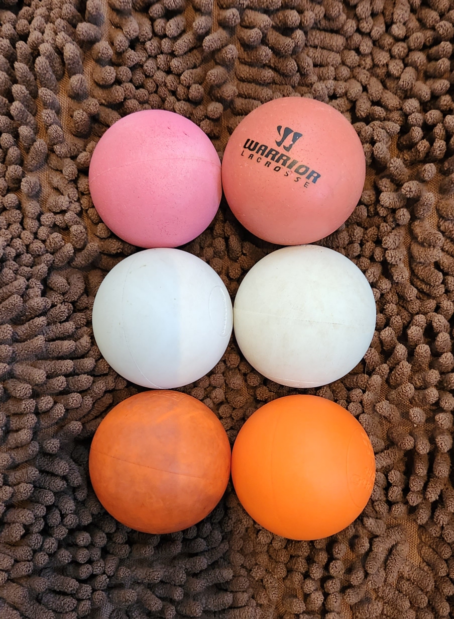 6 Pack Lacrosse Balls (2, Orange, 2 White, 2 Soft Practice)