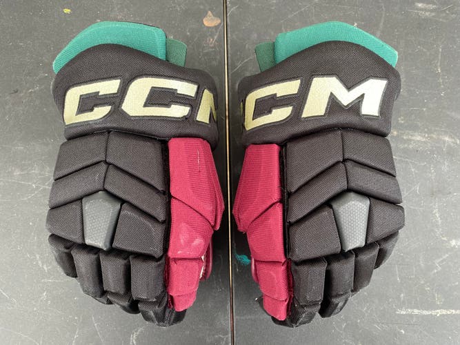 CCM HGTK Tacks Pro Stock Hockey Gloves 14" Black COYOTES 4794