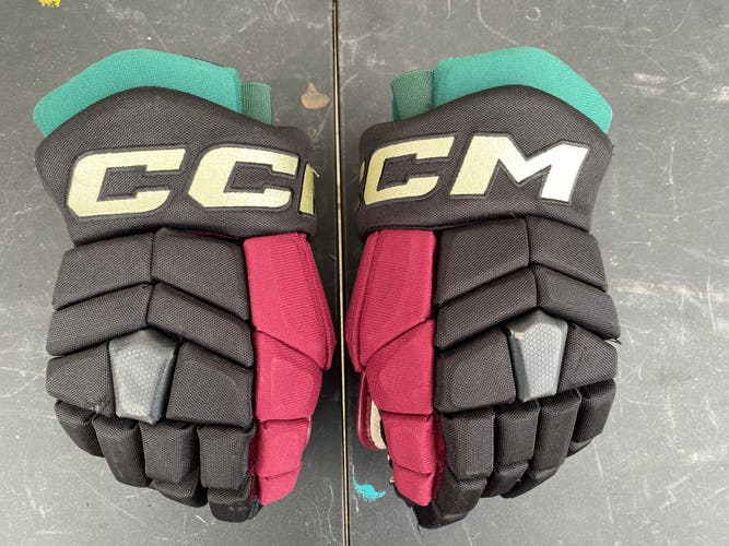 CCM HGTK Tacks Pro Stock Hockey Gloves 14" Black COYOTES 4791
