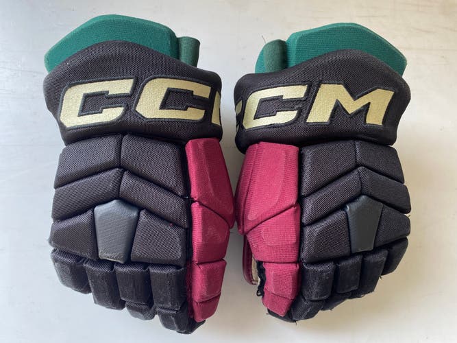 CCM HGTK Tacks Pro Stock Hockey Gloves 14" Black COYOTES 4798