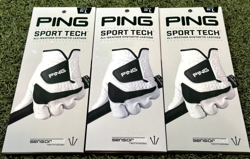 PING Sport Tech Golf Glove 3-Pack For LEFT Handed Golfer Mens Large L #99999