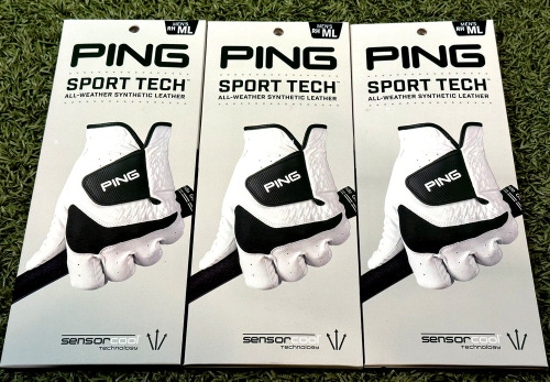 PING Sport Tech Golf Glove 3-Pack For LEFT Handed Golfer Medium Large ML #99999